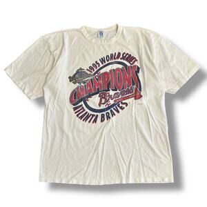 Vintage 1995 Atlanta Braves World‎ Series Champions Logo 7 T-Shirt XL MLB Tee